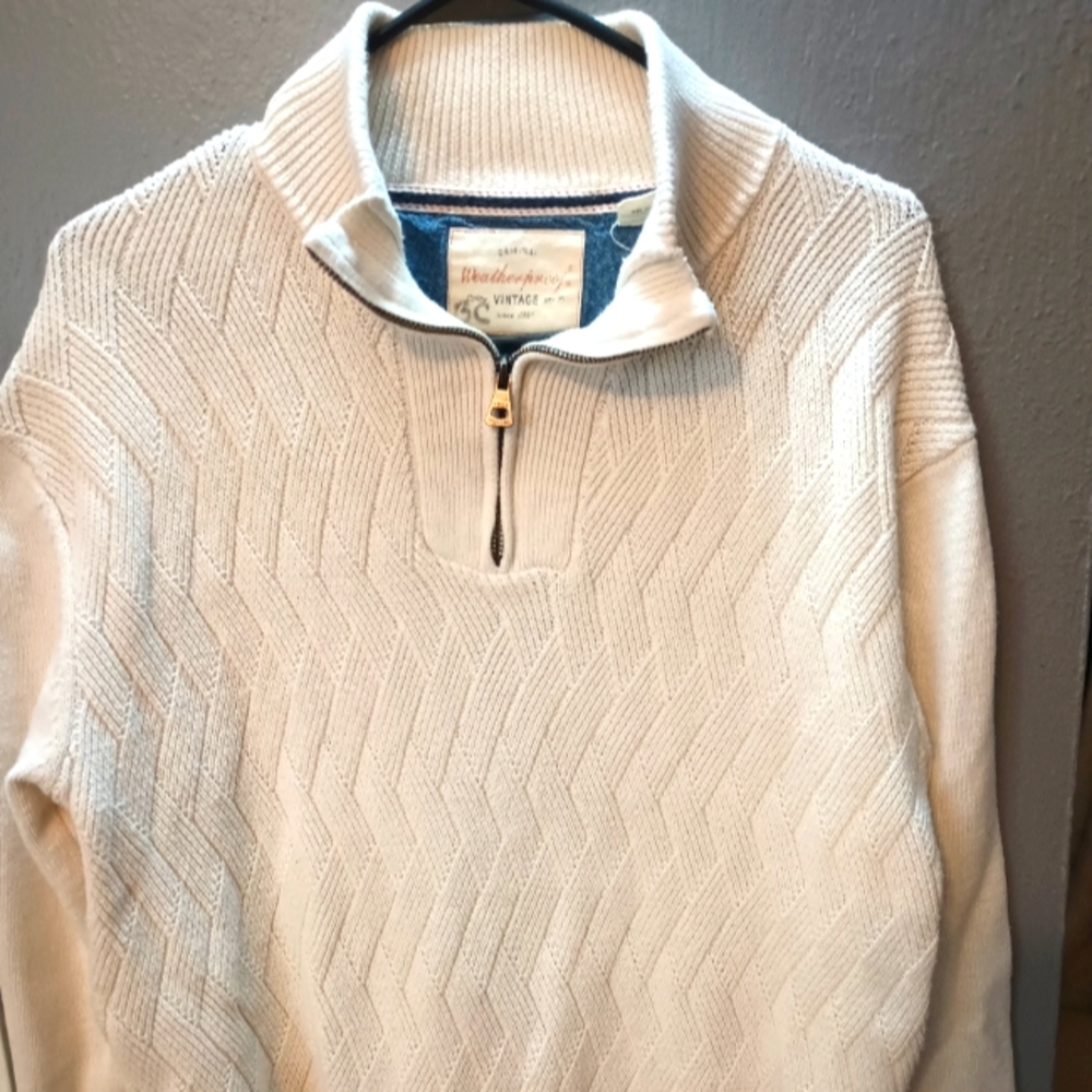 Original Weatherproof Vintage Cream Men's Quarter Zip Sweater Medium